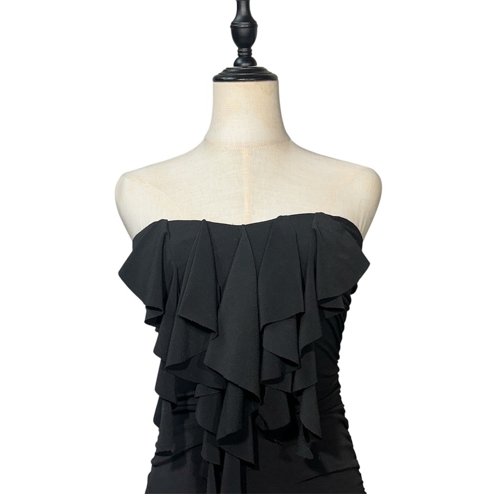 UK2LA Strapless Mini Dress Women Small Black Solid Excellent Ruffle Ruched Y2K
